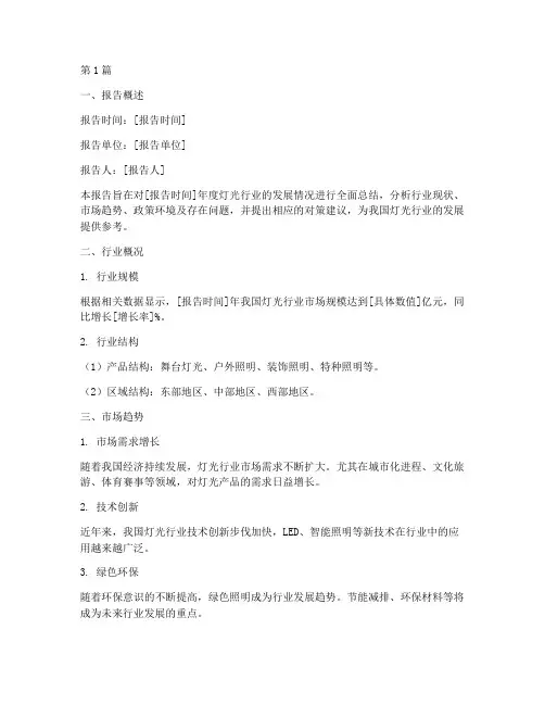 灯光行业总结报告范文模板(3篇)