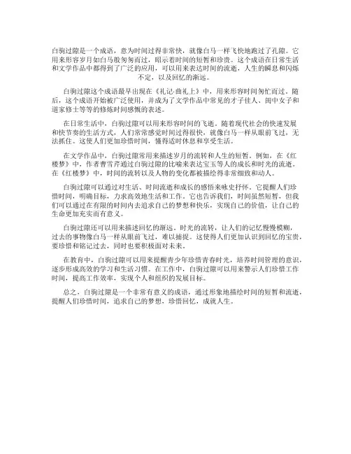 白驹过隙用法
