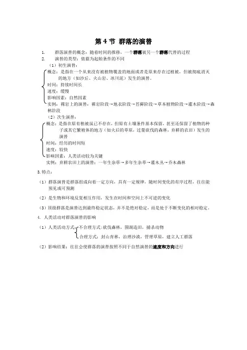 4.4 群落的演替知识点整理