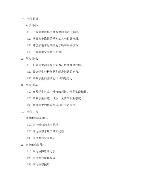 高中家电维修教学大纲模板