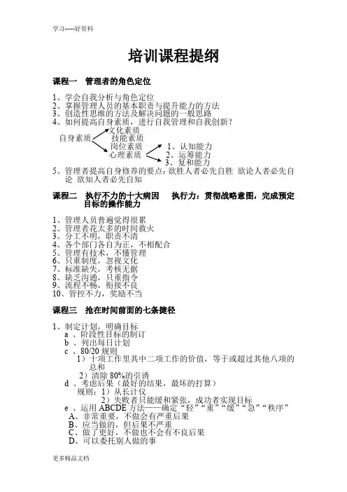 夜场管理人员培训课程提纲教程文件