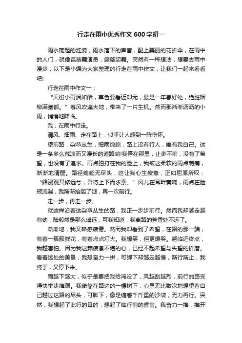 行走在雨中优秀作文600字初一