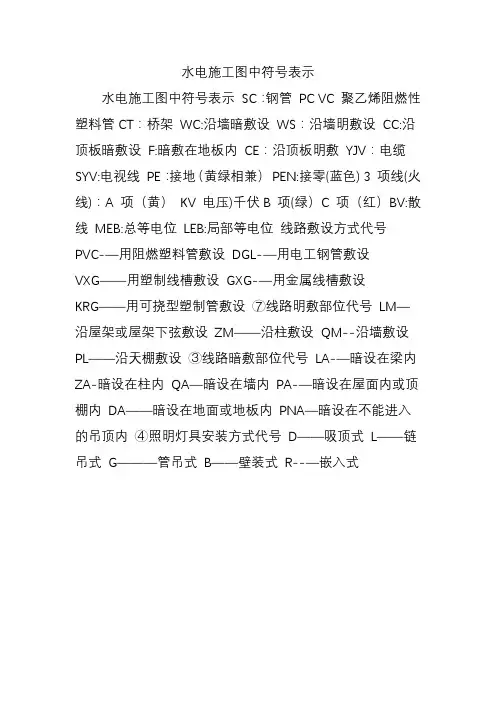 水电施工图中符号表示