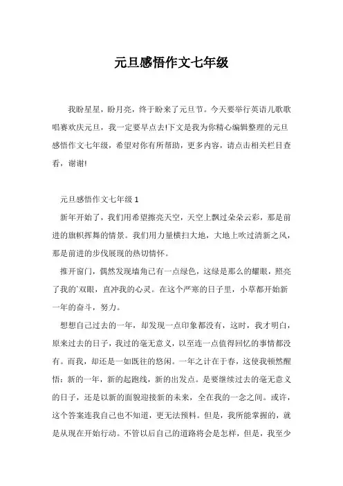 (元旦作文)元旦感悟作文七年级