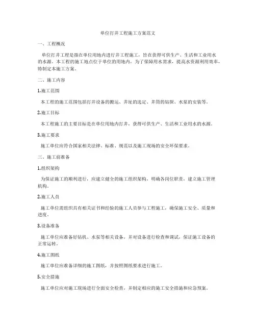 单位打井工程施工方案范文
