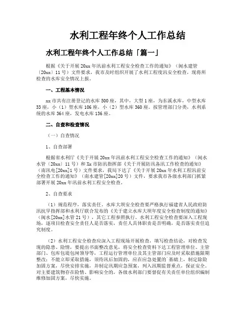 水利工程年终个人工作总结