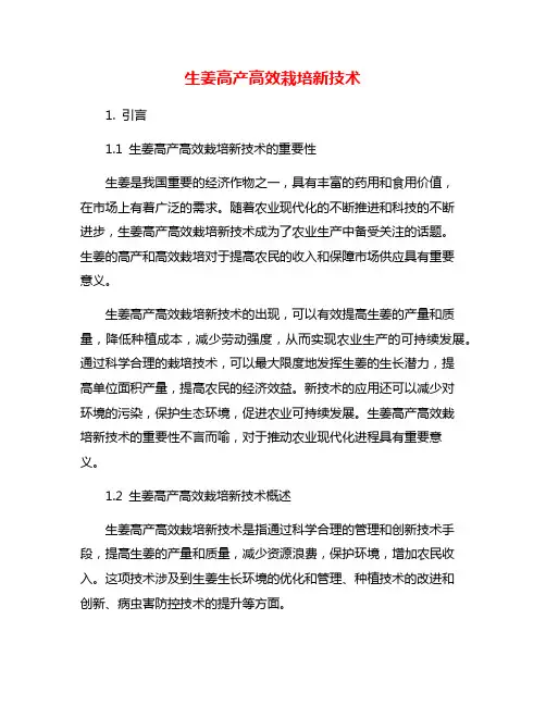 生姜高产高效栽培新技术