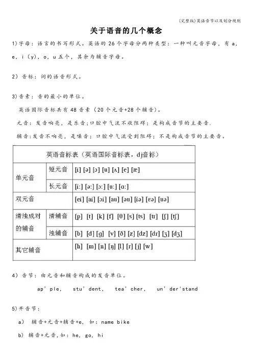 (完整版)英语音节以及划分规则