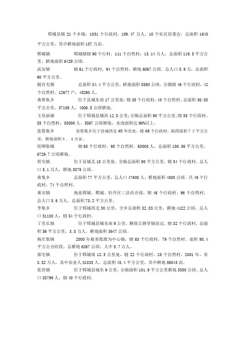 郓城县概况