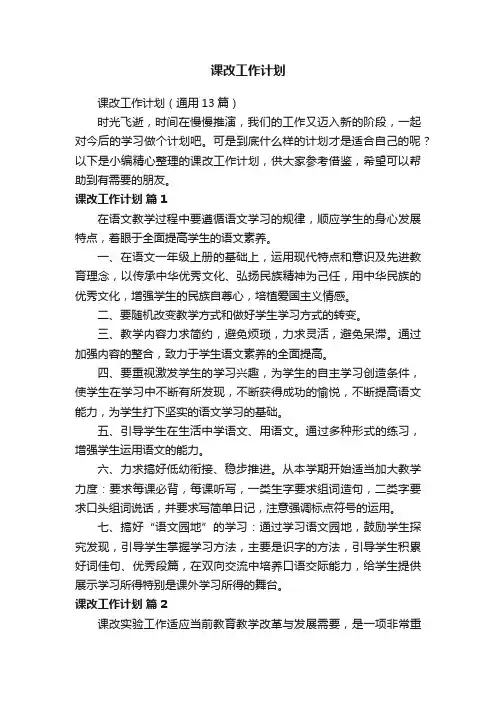 课改工作计划