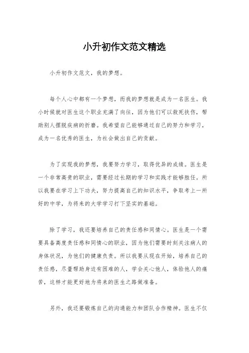 小升初作文范文精选