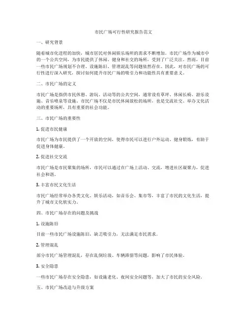 市民广场可行性研究报告范文