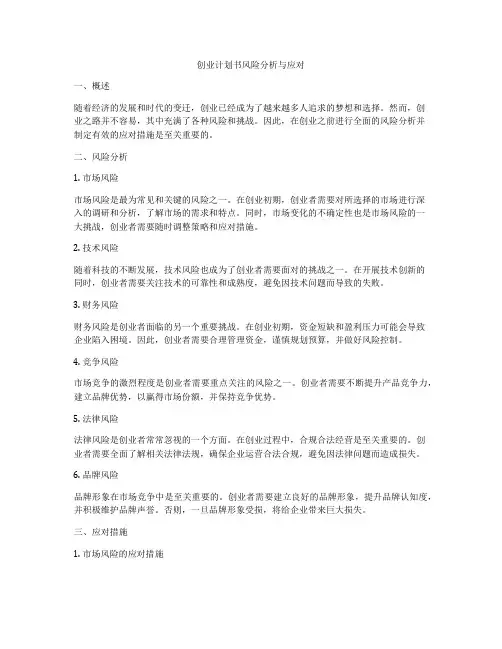 创业计划书风险分析与应对