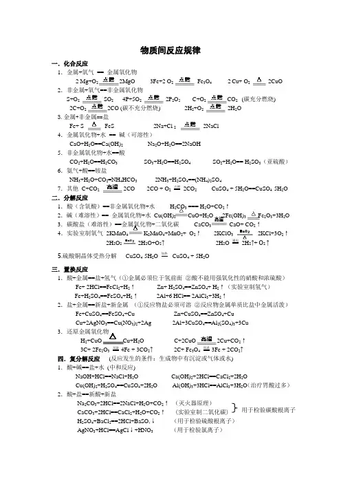 物质间反应规律
