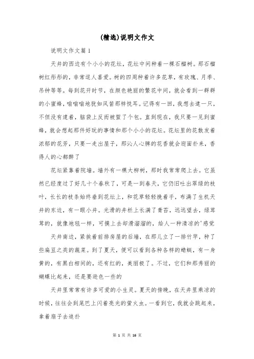 (精选)说明文作文
