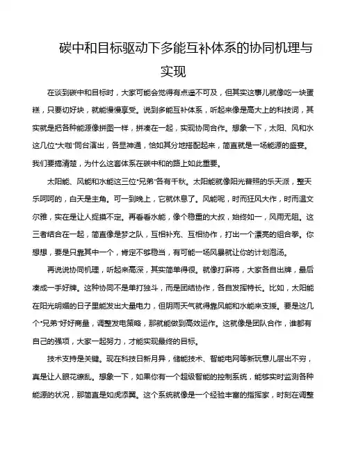 碳中和目标驱动下多能互补体系的协同机理与实现