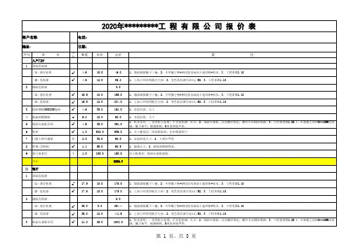 2020房屋装修爆款全包、半包预算报价表家装报价表 (27)
