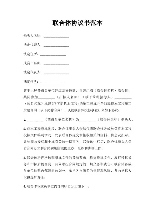联合体协议书范本三篇