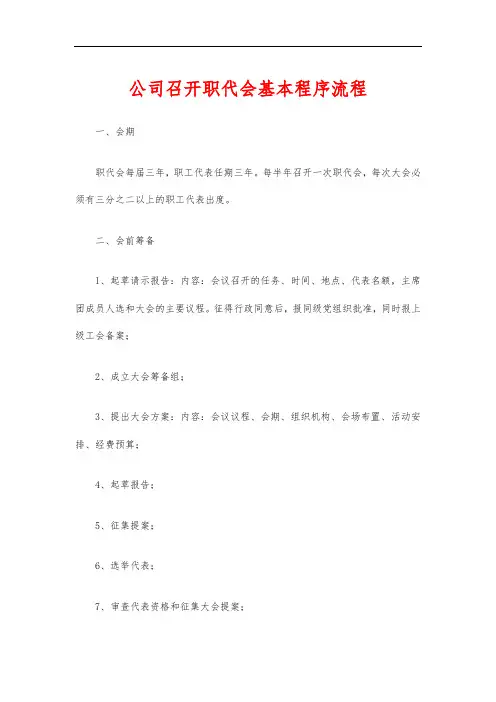 公司召开职代会基本程序流程