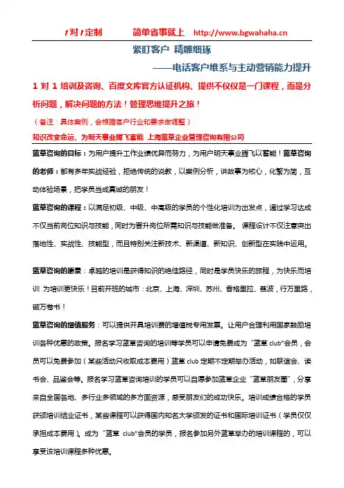 《电话客户维系与主动营销能力提升》