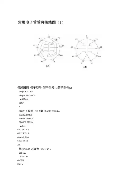 通用电子管管脚接线图