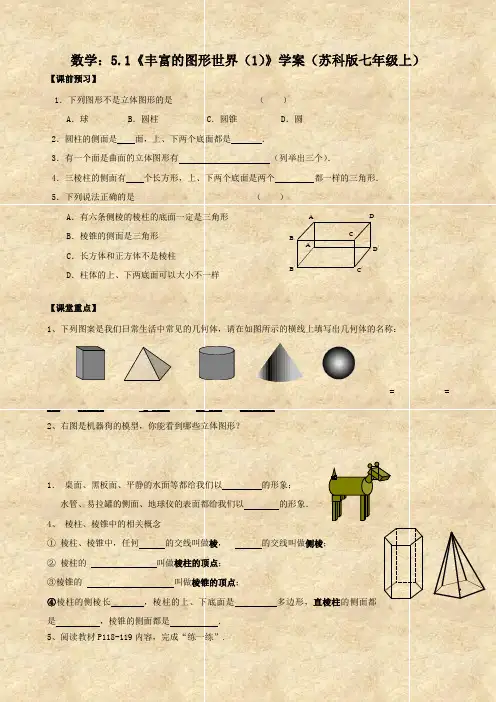 数学：5.1《丰富的图形世界(1)》学案(苏科版七年级上)