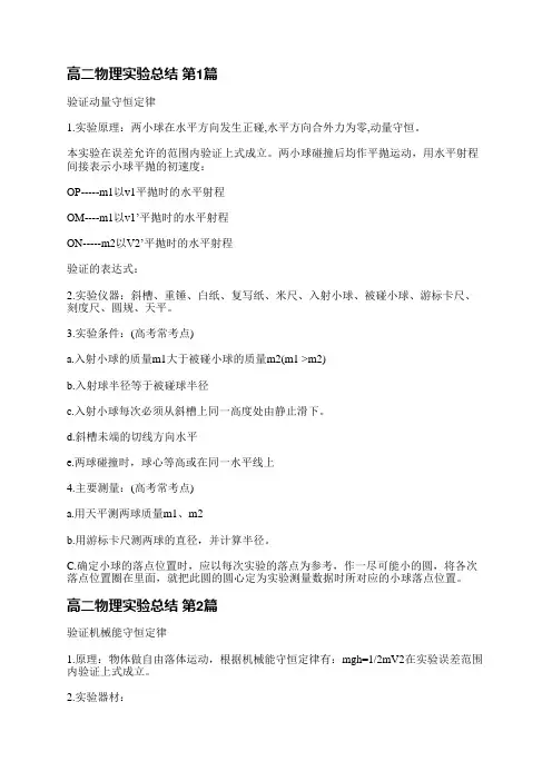 高二物理实验总结(汇总5篇)