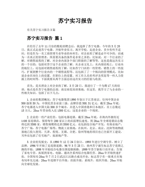 苏宁实习报告