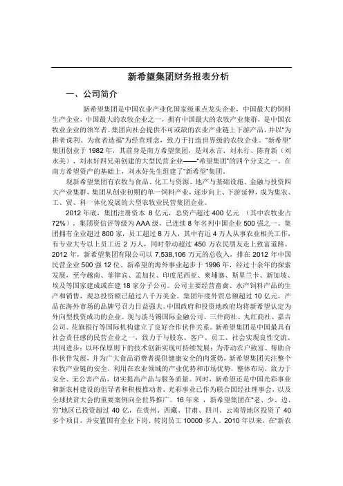 新希望集团财务报表分析