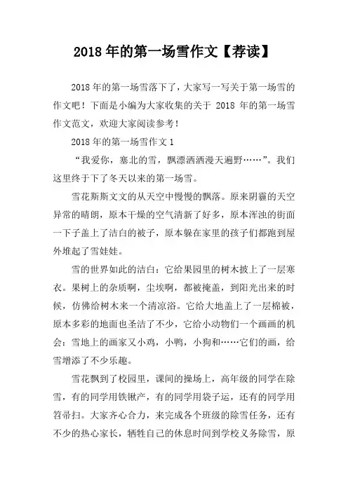 2018年的第一场雪作文【荐读】
