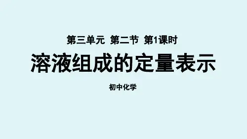 鲁教版九年级化学上册 第三单元 第二节 溶液组成的定量表示 第1课时课件