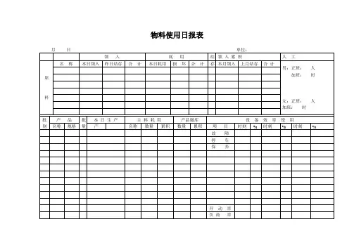 物料使用日报表