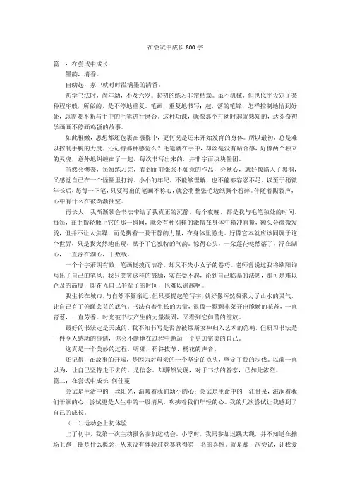 在尝试中成长800字优秀作文