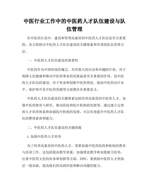 中医行业工作中的中医药人才队伍建设与队伍管理
