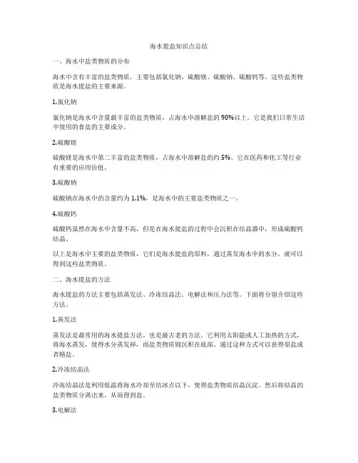 海水提盐知识点总结