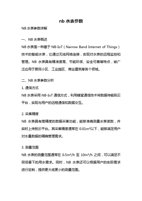 nb水表参数
