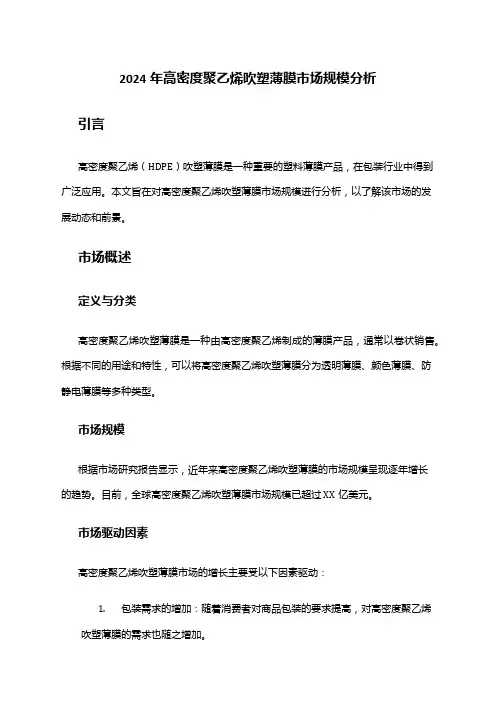 2024年高密度聚乙烯吹塑薄膜市场规模分析