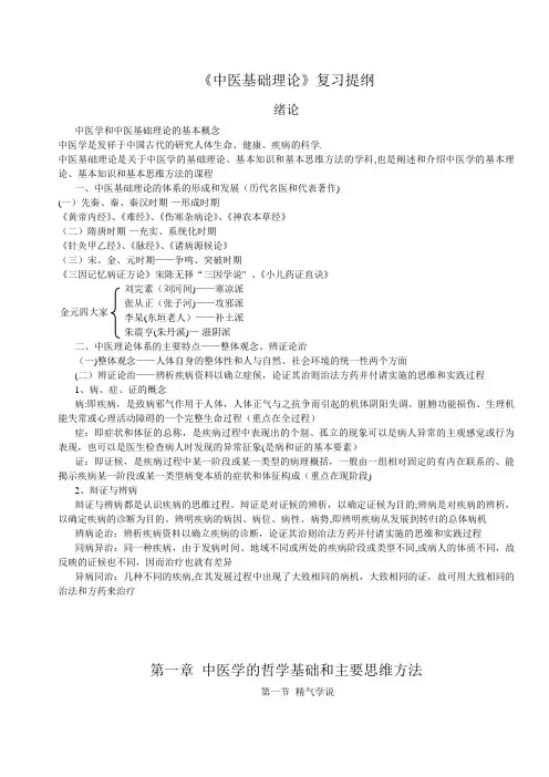 中医基础理论重点总结