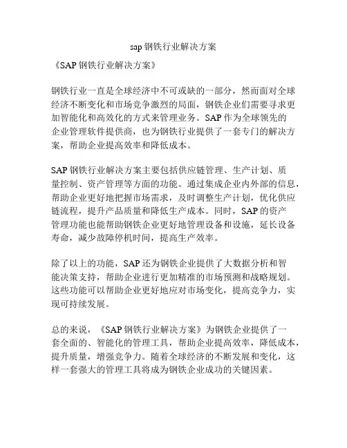sap钢铁行业解决方案
