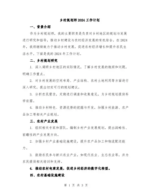 乡村规划师2024工作计划