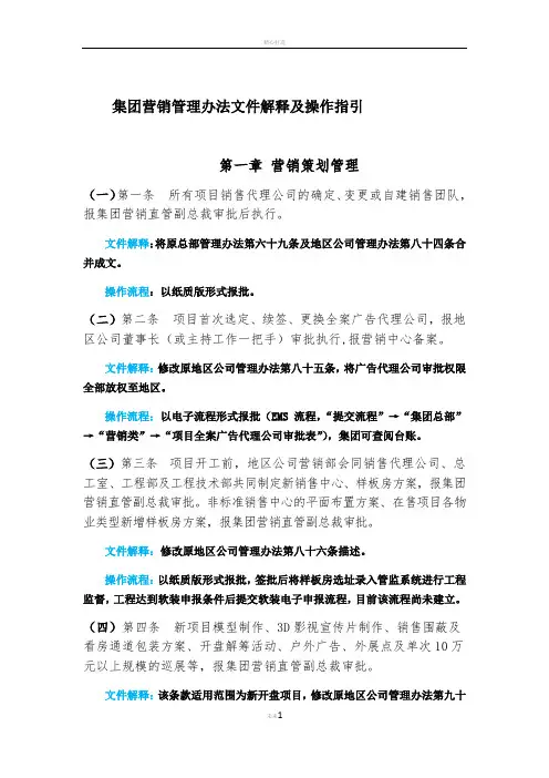 集团营销管理办法文件解释及操作指引