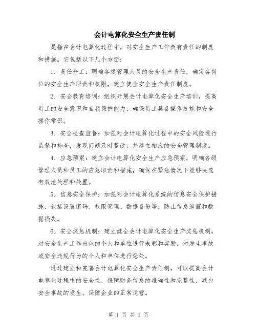 会计电算化安全生产责任制