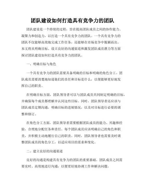 团队建设如何打造具有竞争力的团队