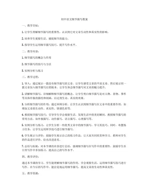 初中语文细节描写教案