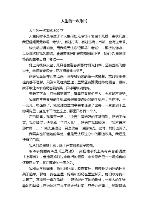 人生的一次考试800字