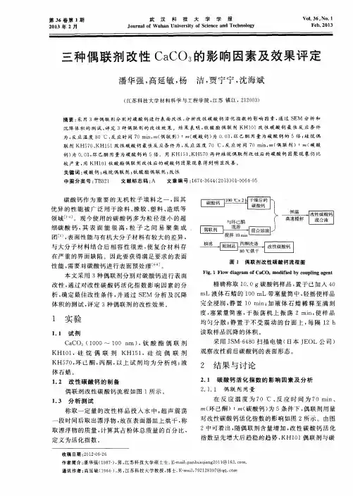 三种偶联剂改性CaCO3的影响因素及效果评定