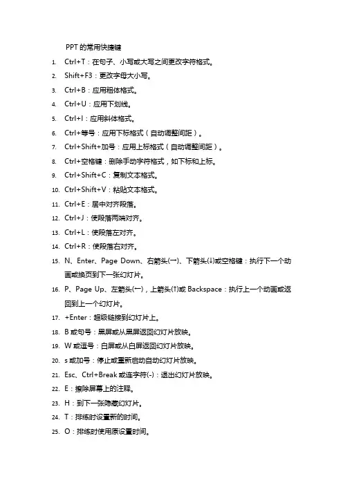 PPT的常用快捷键