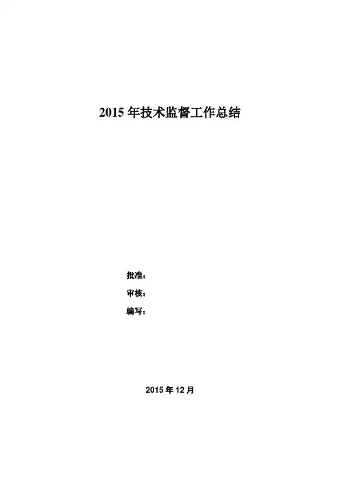 技术监督年度工作总结(振动)