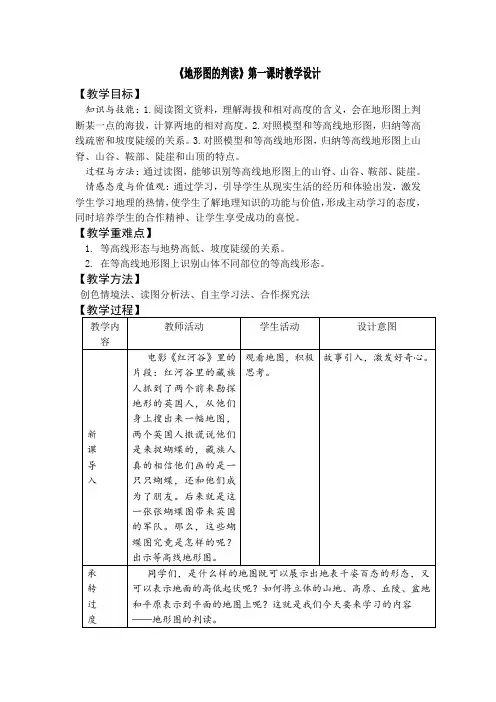 地形图的判读第一课时