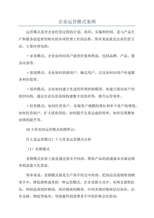 企业运营模式案例